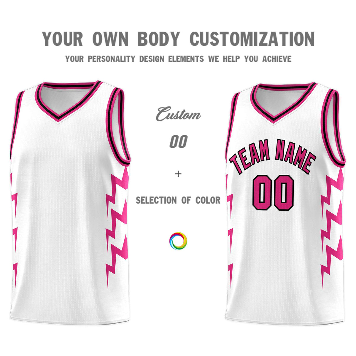 Custom White Side Lightning Pattern Sports Uniform Basketball Jersey|KXKSHOP