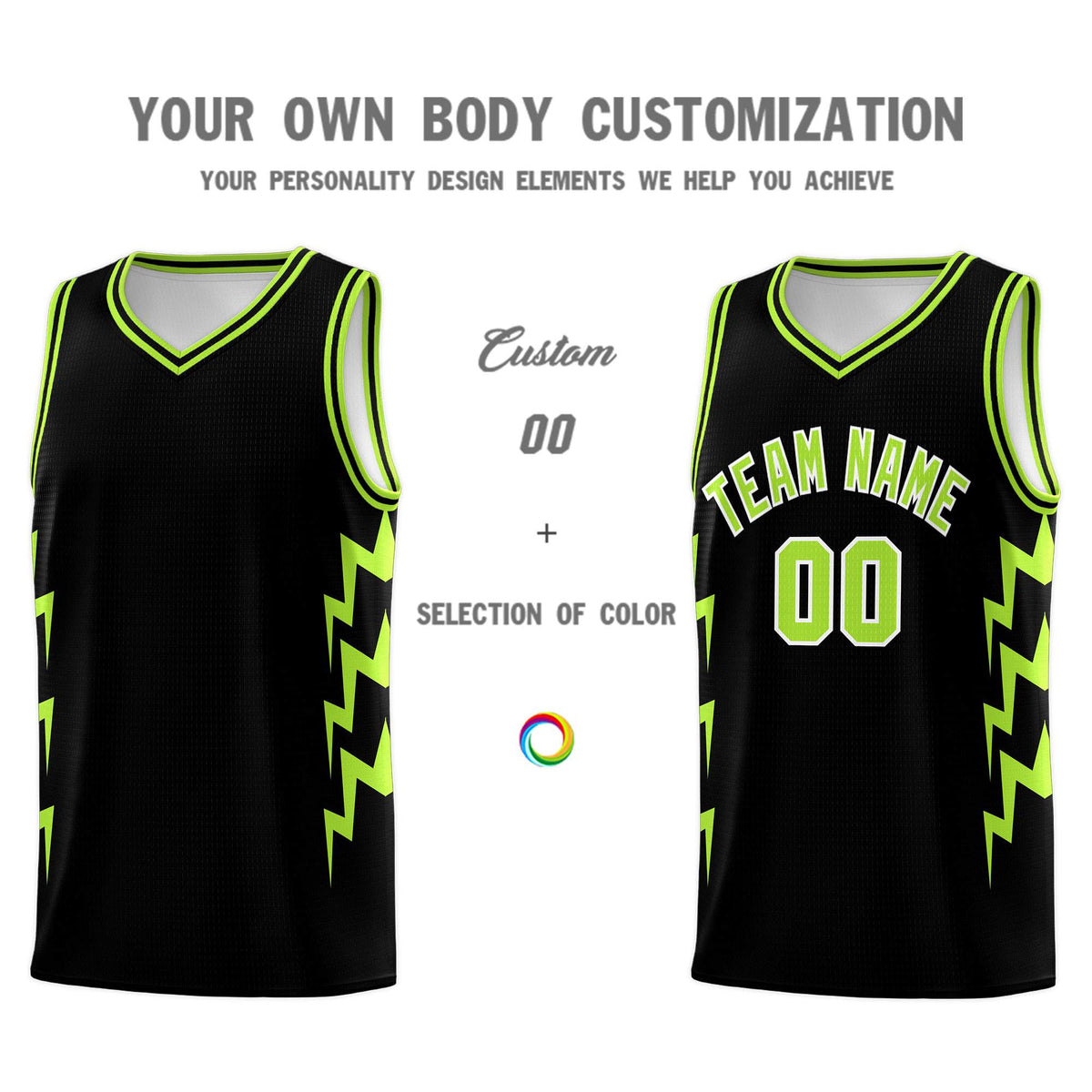 Custom Black Side Lightning Pattern Sports Uniform Basketball Jersey|KXKSHOP