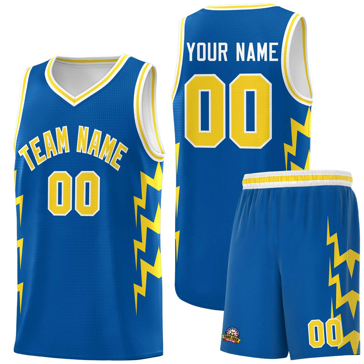 Custom Royal Side Lightning Pattern Sports Uniform Basketball Jersey|KXKSHOP