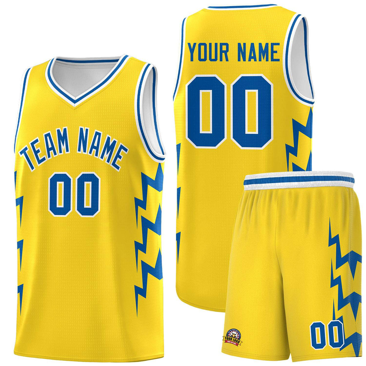 Custom Gold Side Lightning Pattern Sports Uniform Basketball Jersey|KXKSHOP