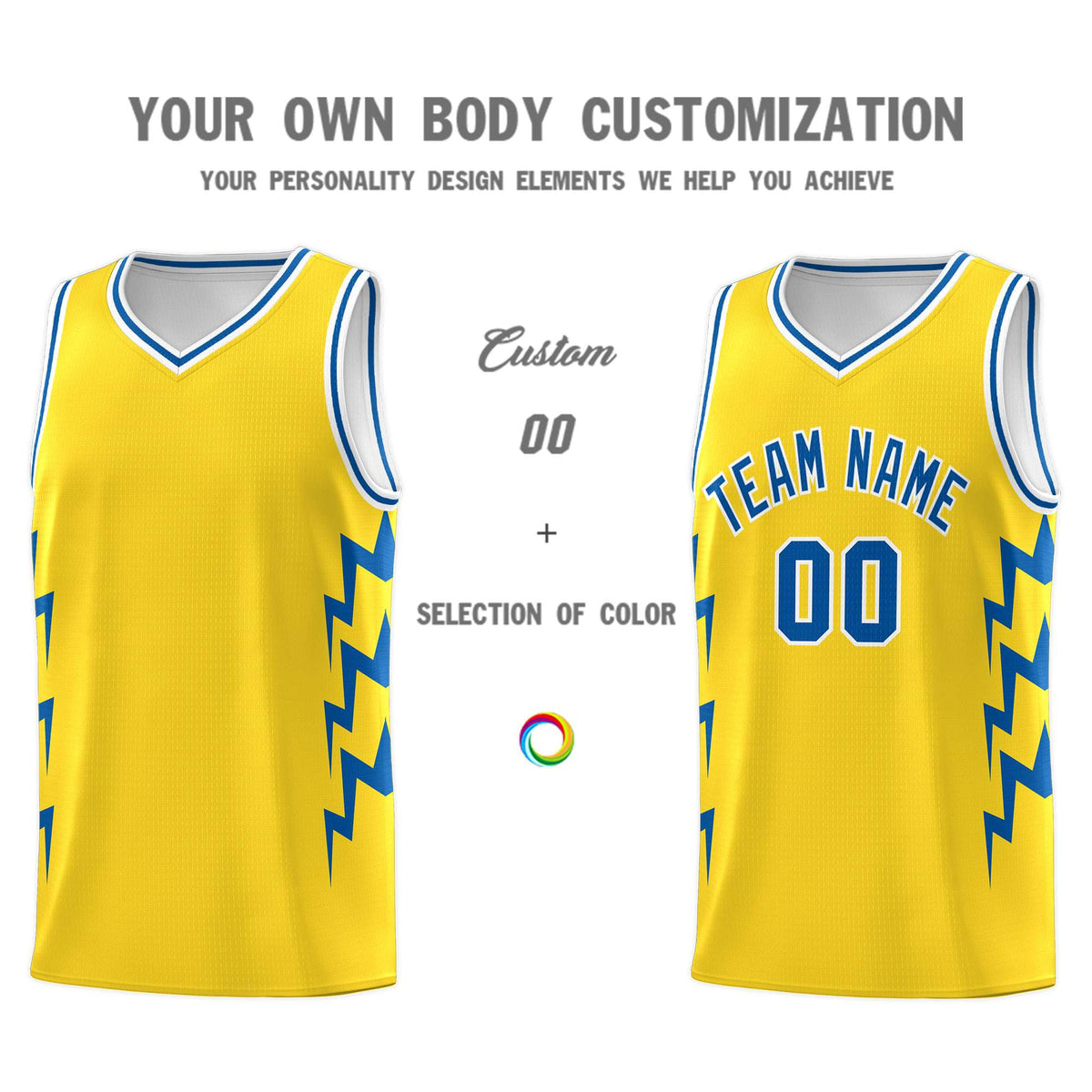 Custom Gold Side Lightning Pattern Sports Uniform Basketball Jersey|KXKSHOP