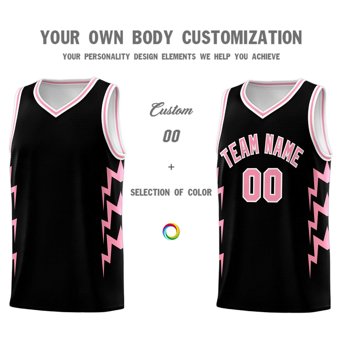 Custom Black Side Lightning Pattern Sports Uniform Basketball Jersey|KXKSHOP
