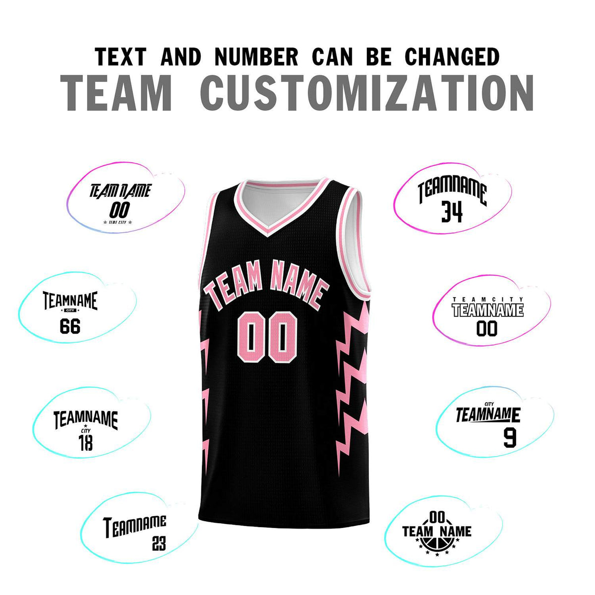 Custom Black Side Lightning Pattern Sports Uniform Basketball Jersey|KXKSHOP