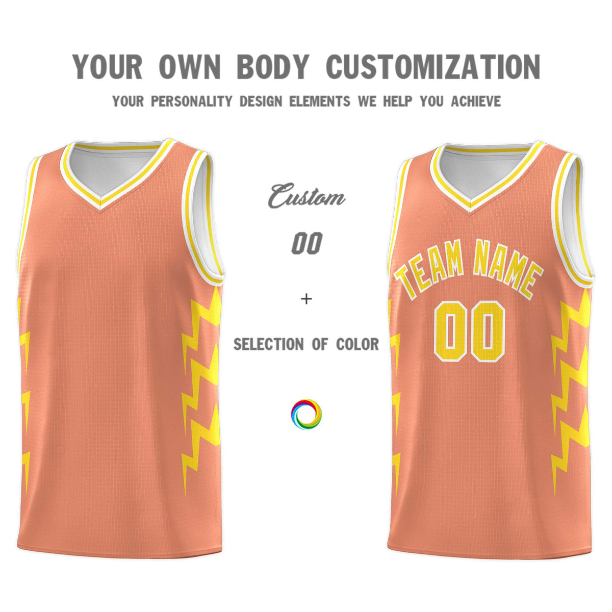 Custom Orange Side Lightning Pattern Sports Uniform Basketball Jersey|KXKSHOP