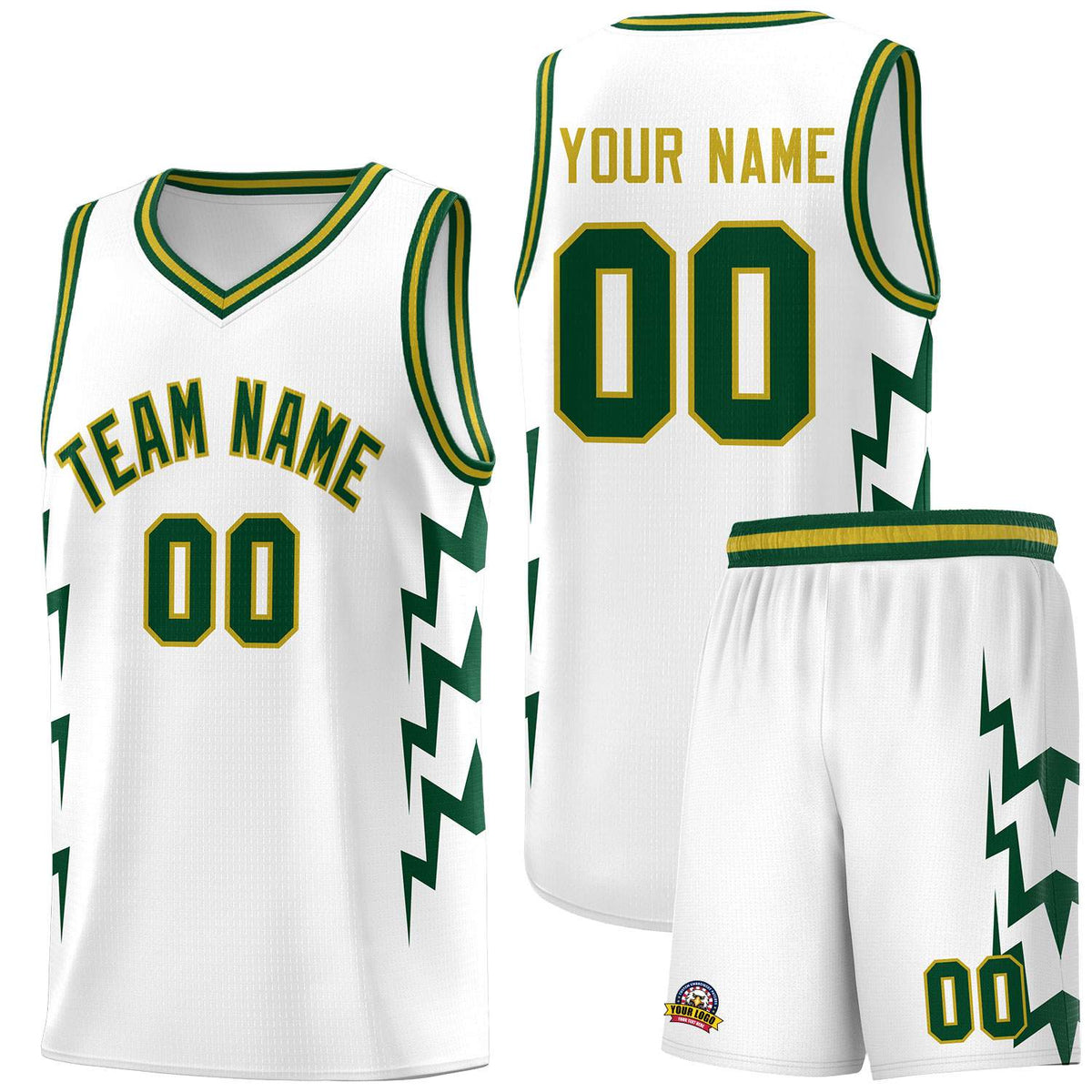 Custom White Side Lightning Pattern Sports Uniform Basketball Jersey|KXKSHOP
