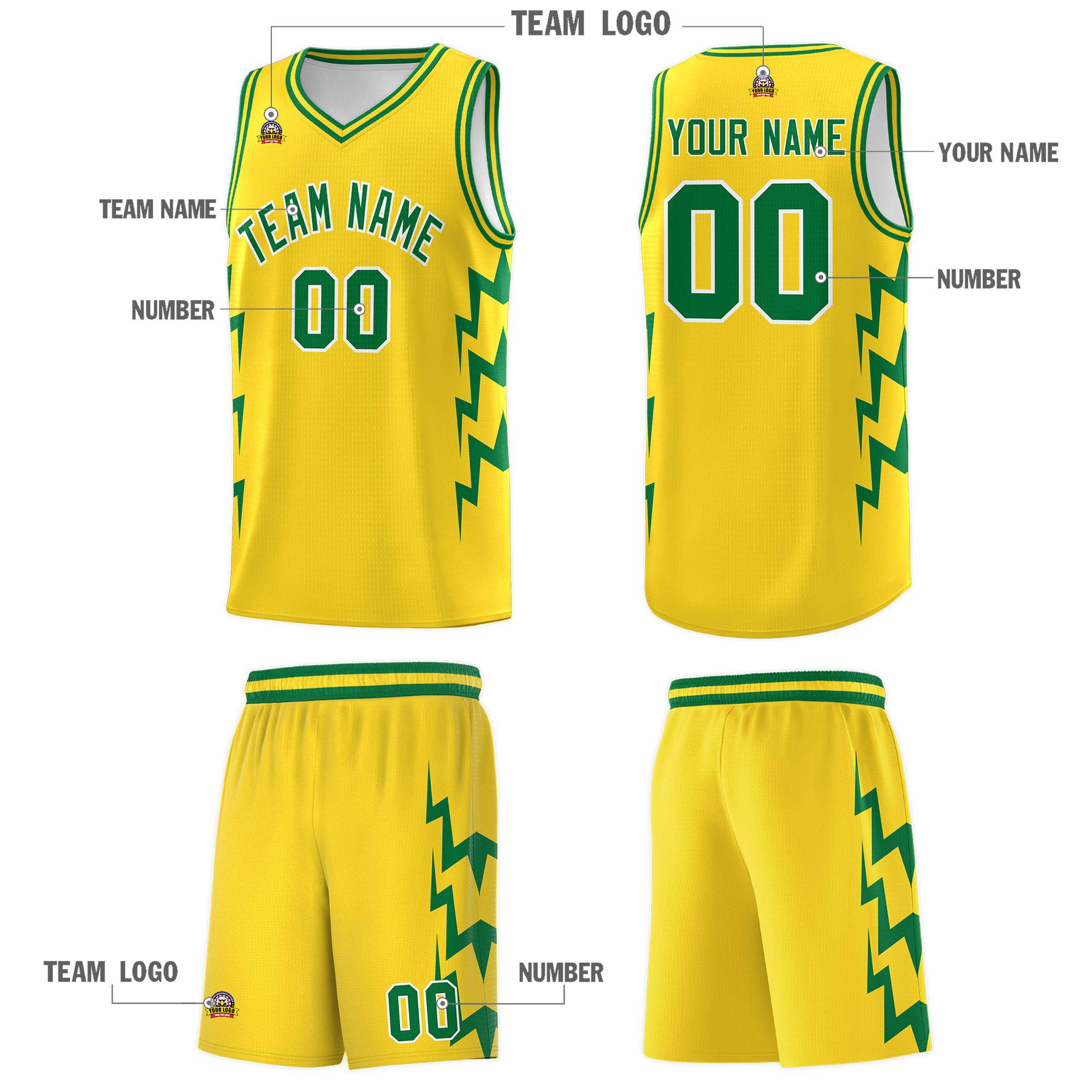 Custom Gold Side Lightning Pattern Sports Uniform Basketball Jersey|KXKSHOP