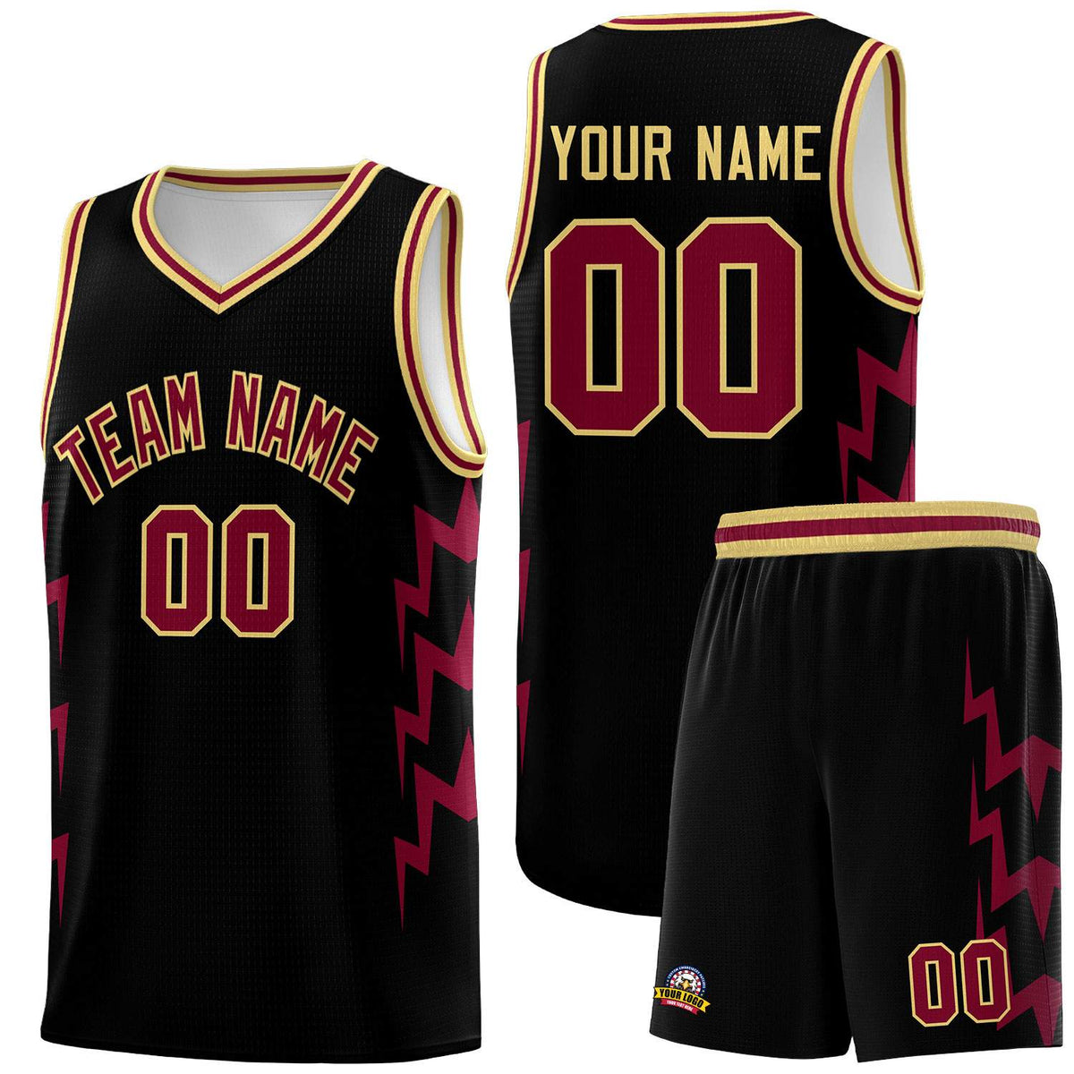 Custom Black Side Lightning Pattern Sports Uniform Basketball Jersey|KXKSHOP