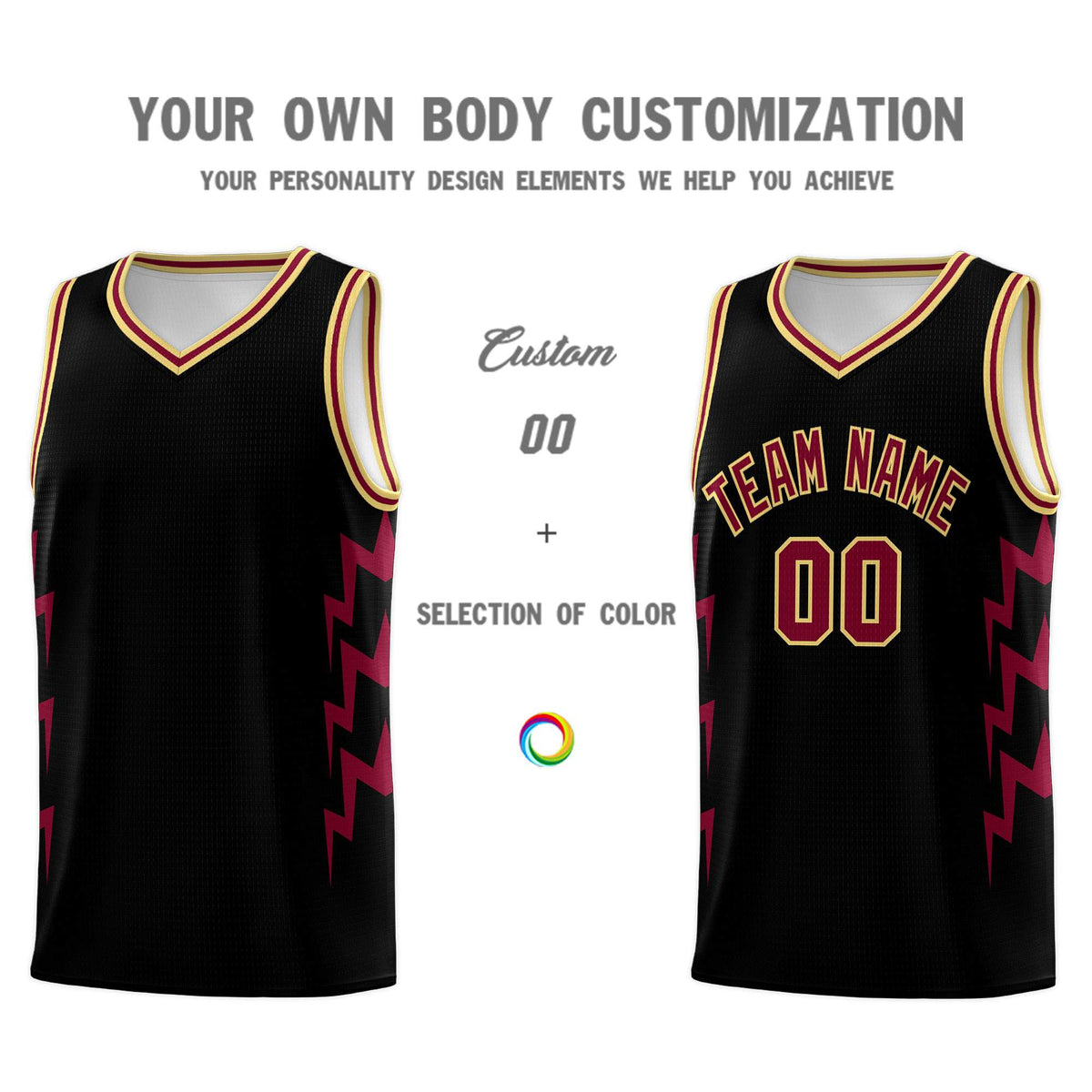 Custom Black Side Lightning Pattern Sports Uniform Basketball Jersey|KXKSHOP