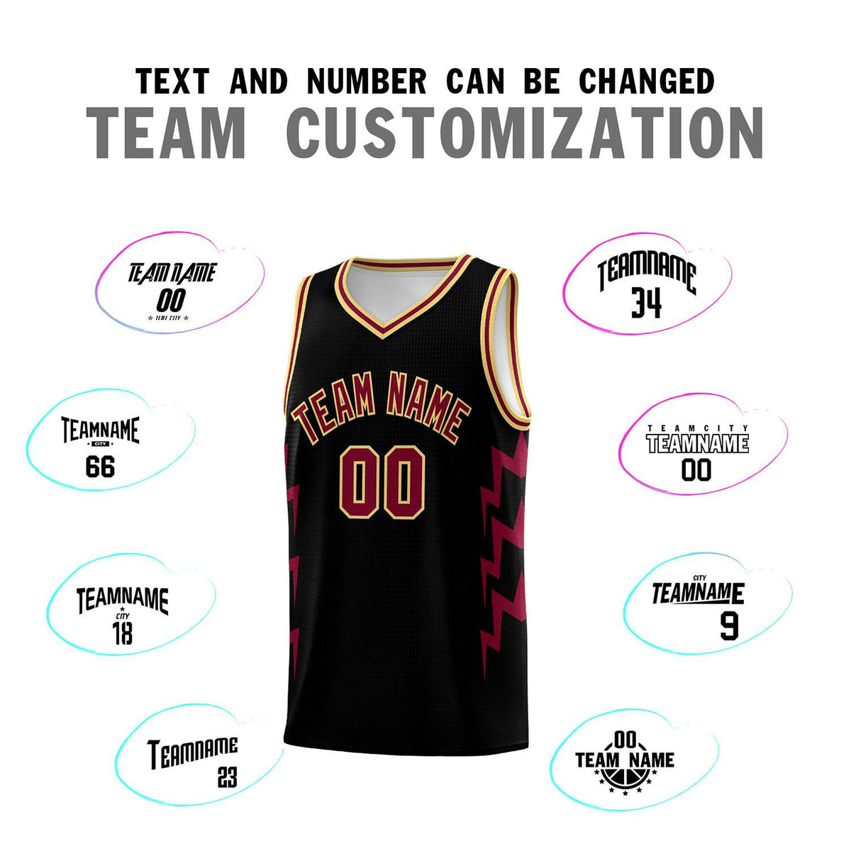 Custom Black Side Lightning Pattern Sports Uniform Basketball Jersey|KXKSHOP