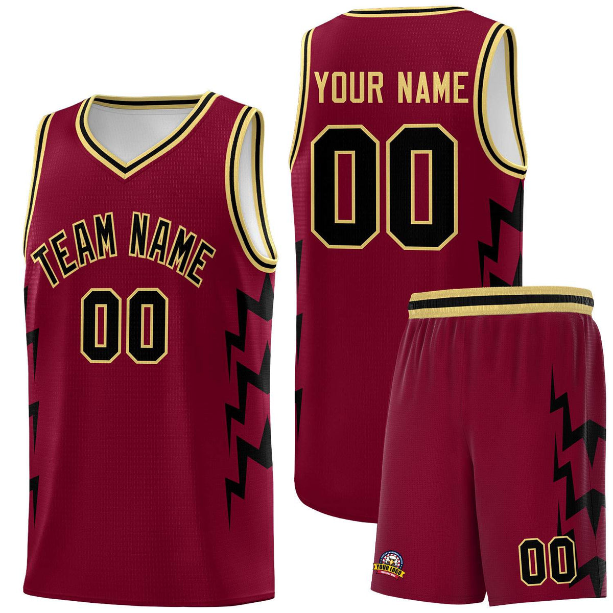 Custom Crimson Side Lightning Pattern Sports Uniform Basketball Jersey|KXKSHOP