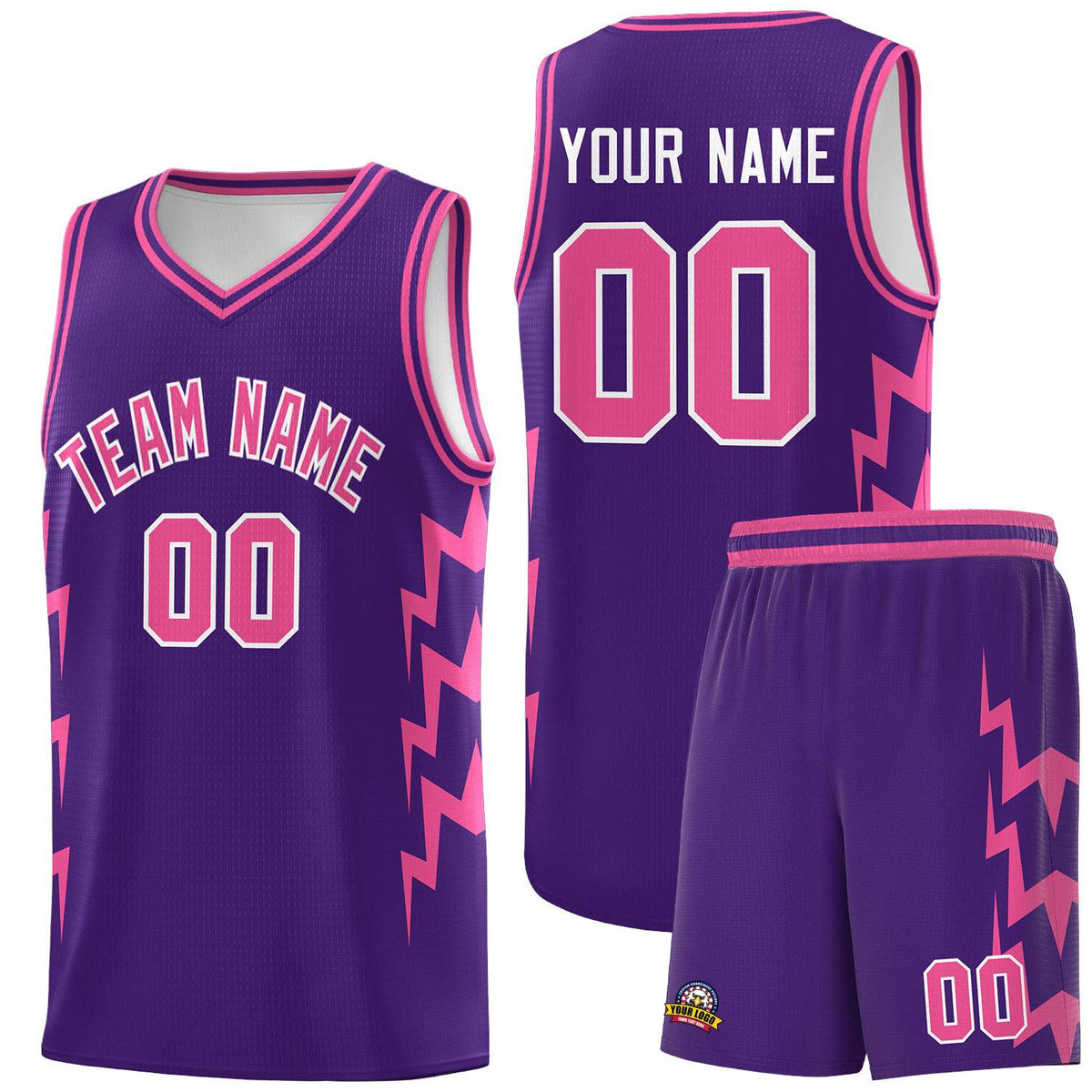 Custom Purple Side Lightning Pattern Sports Uniform Basketball Jersey|KXKSHOP