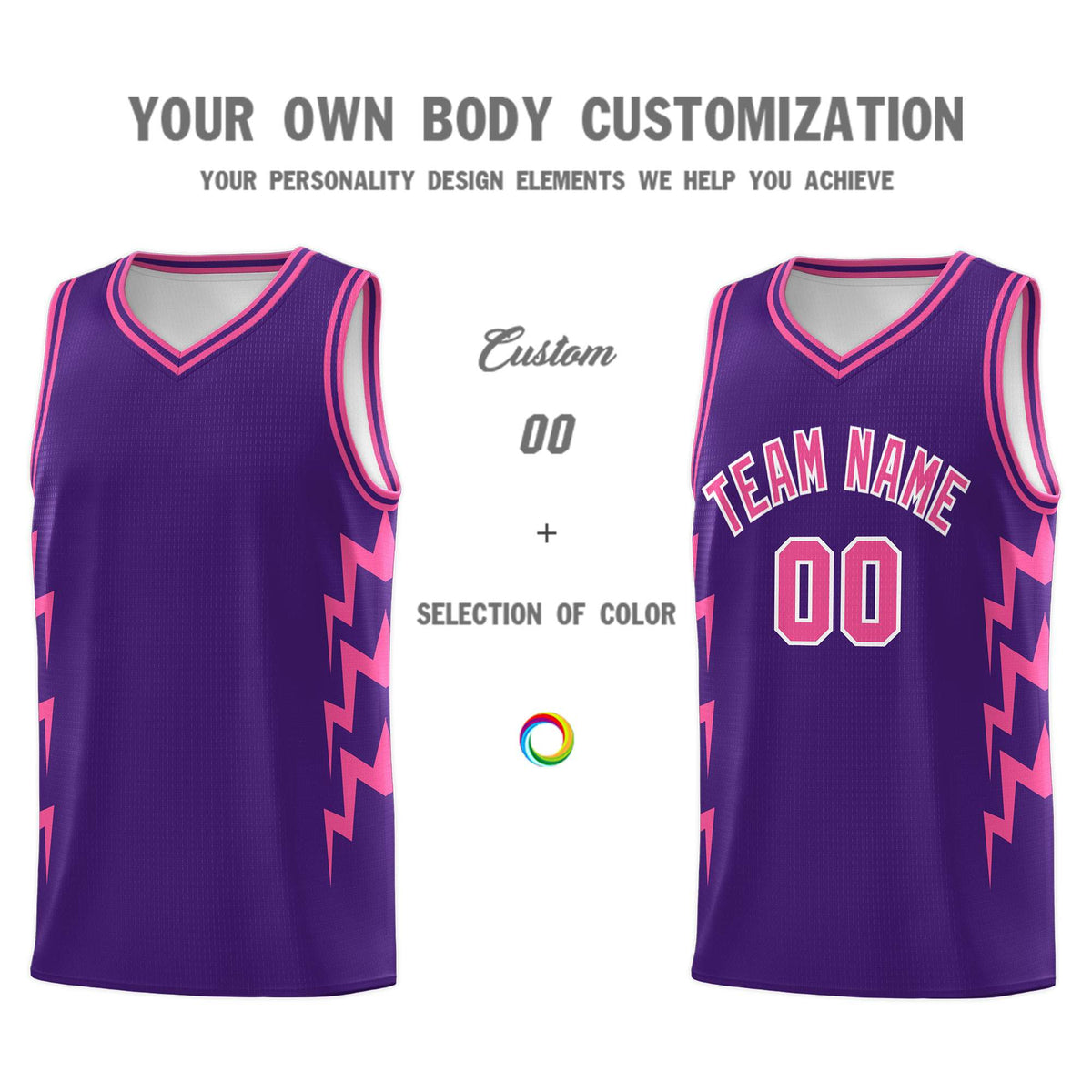 Custom Purple Side Lightning Pattern Sports Uniform Basketball Jersey|KXKSHOP
