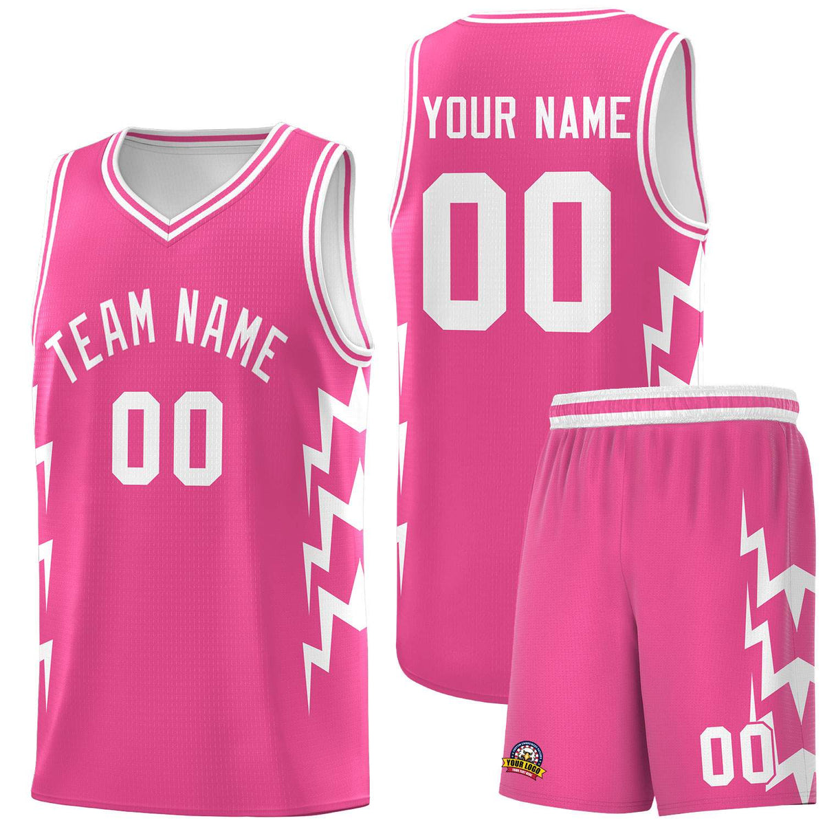 Custom Pink Side Lightning Pattern Sports Uniform Basketball Jersey|KXKSHOP