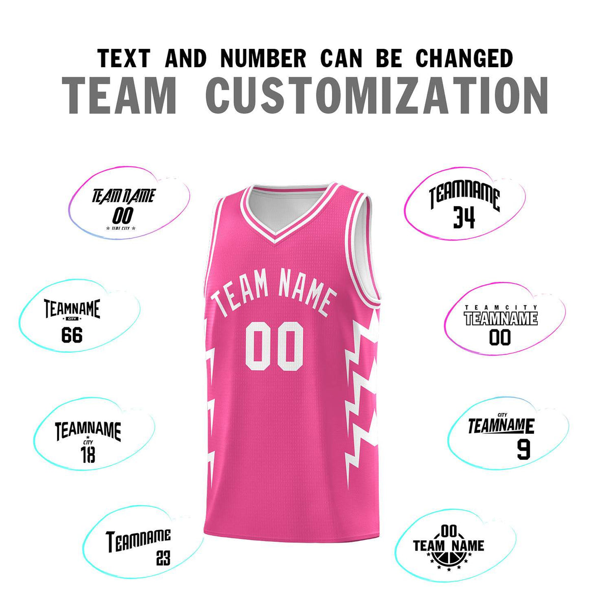 Custom Pink Side Lightning Pattern Sports Uniform Basketball Jersey|KXKSHOP