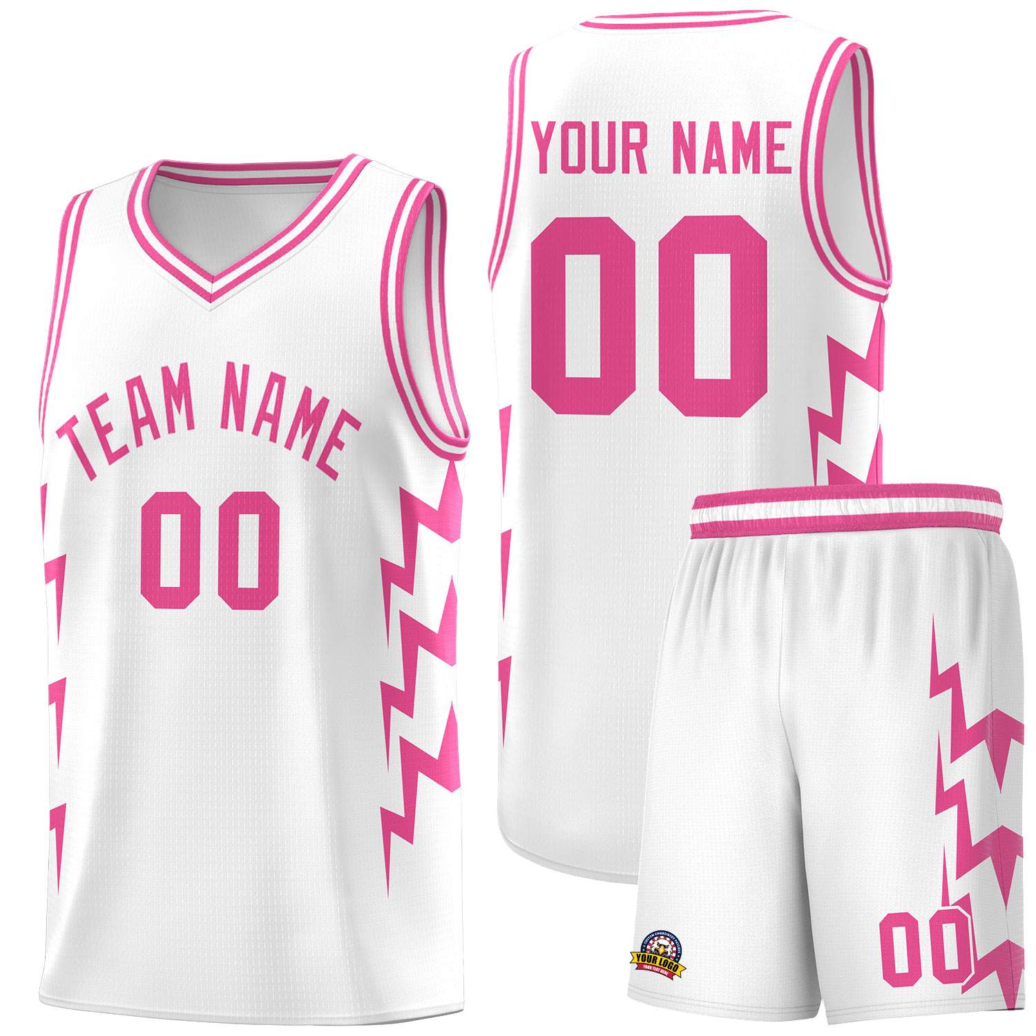 Custom White Side Lightning Pattern Sports Uniform Basketball Jersey|KXKSHOP