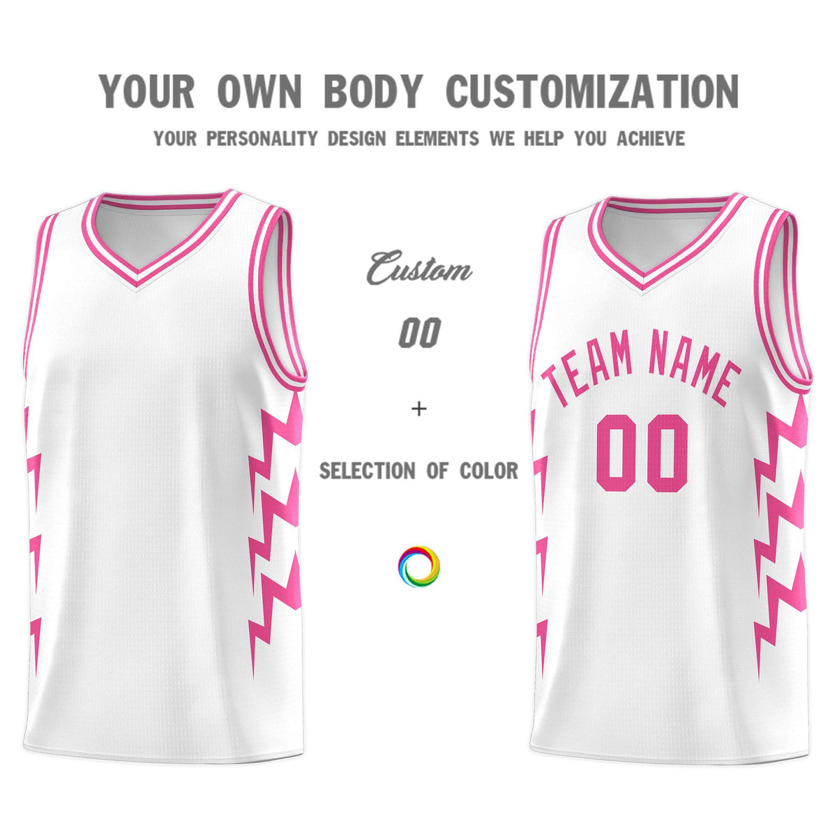Custom White Side Lightning Pattern Sports Uniform Basketball Jersey|KXKSHOP