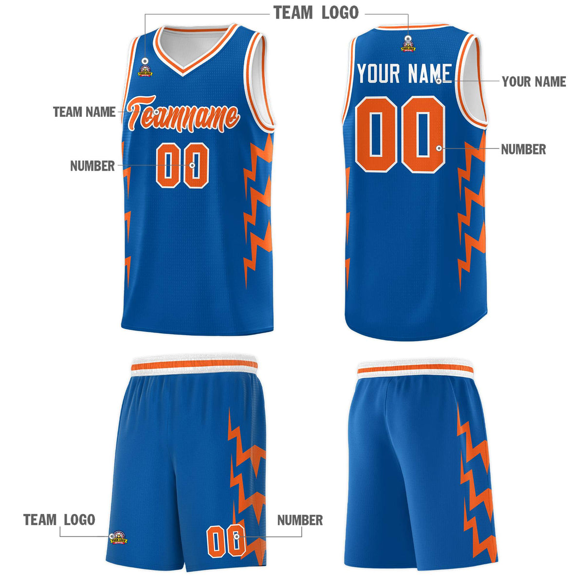 Custom Royal Side Lightning Pattern Sports Uniform Basketball Jersey|KXKSHOP