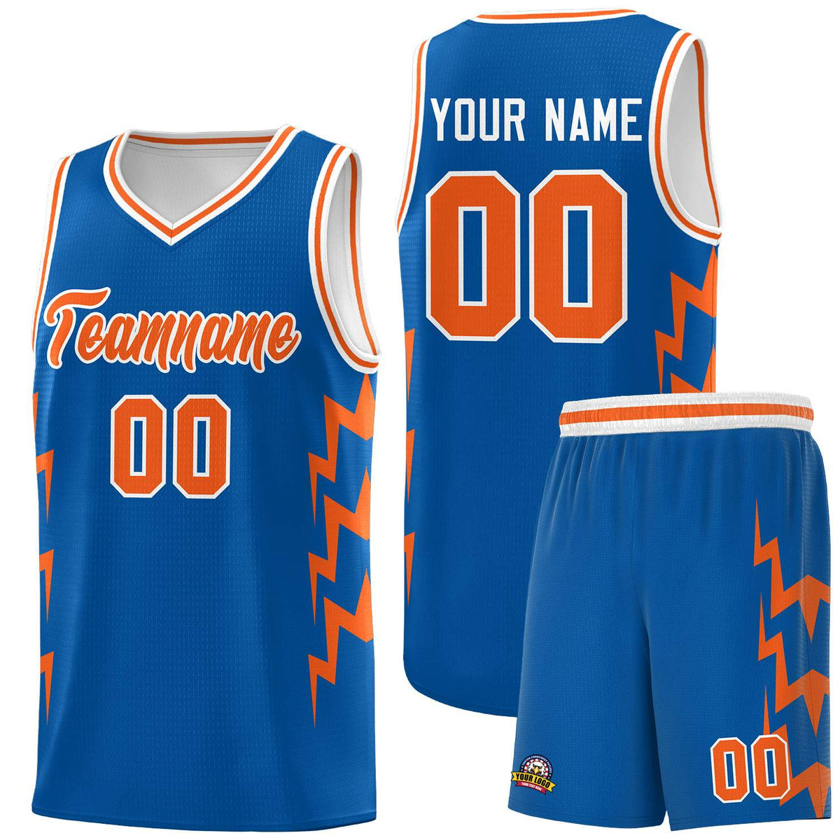 Custom Royal Side Lightning Pattern Sports Uniform Basketball Jersey|KXKSHOP