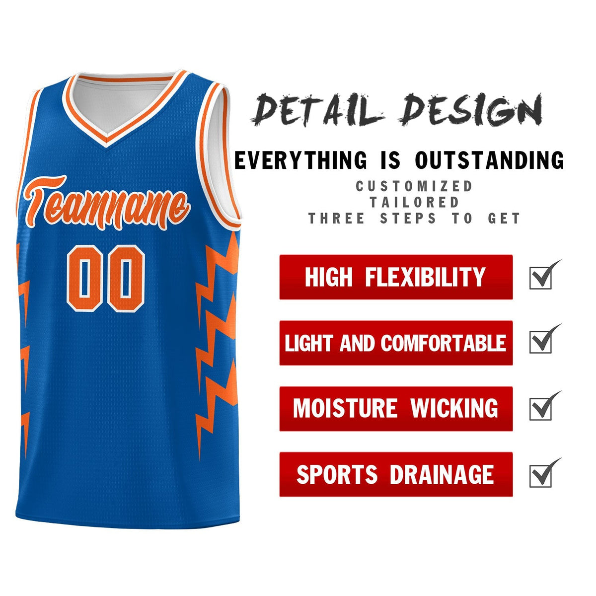 Custom Royal Side Lightning Pattern Sports Uniform Basketball Jersey|KXKSHOP