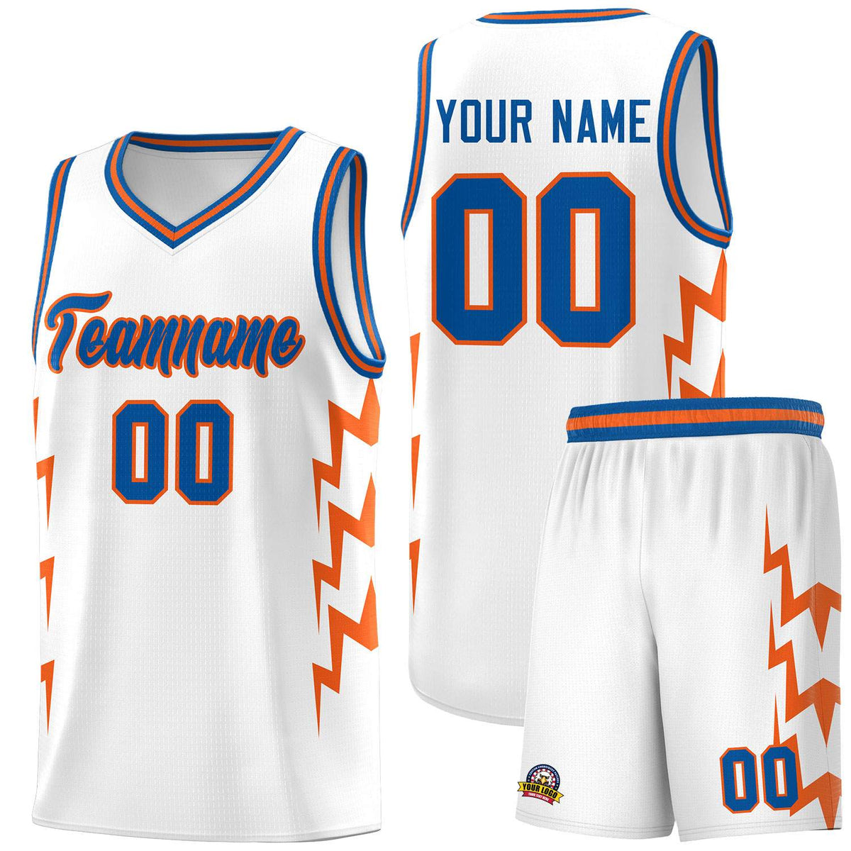 Custom White Side Lightning Pattern Sports Uniform Basketball Jersey|KXKSHOP
