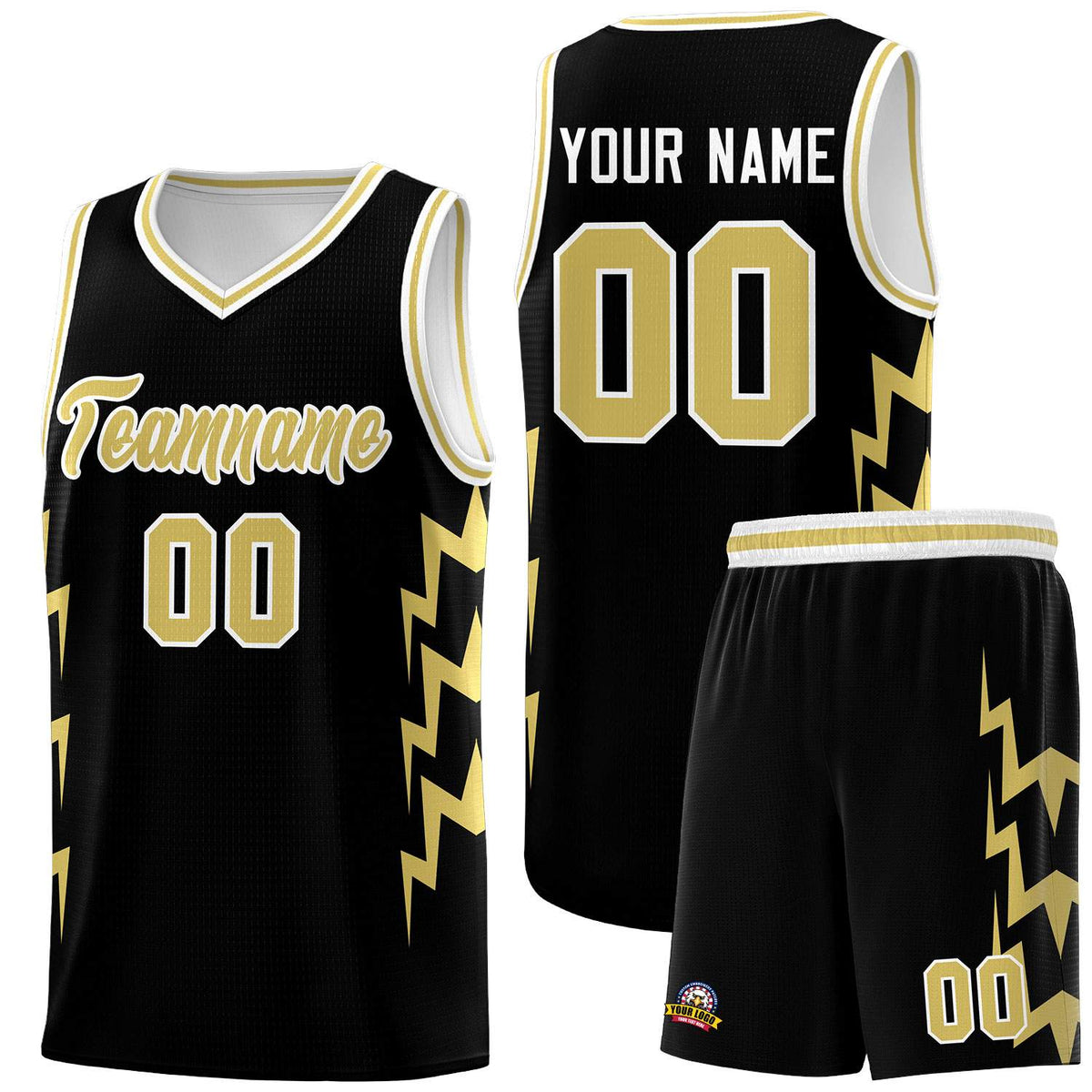 Custom Black Side Lightning Pattern Sports Uniform Basketball Jersey|KXKSHOP