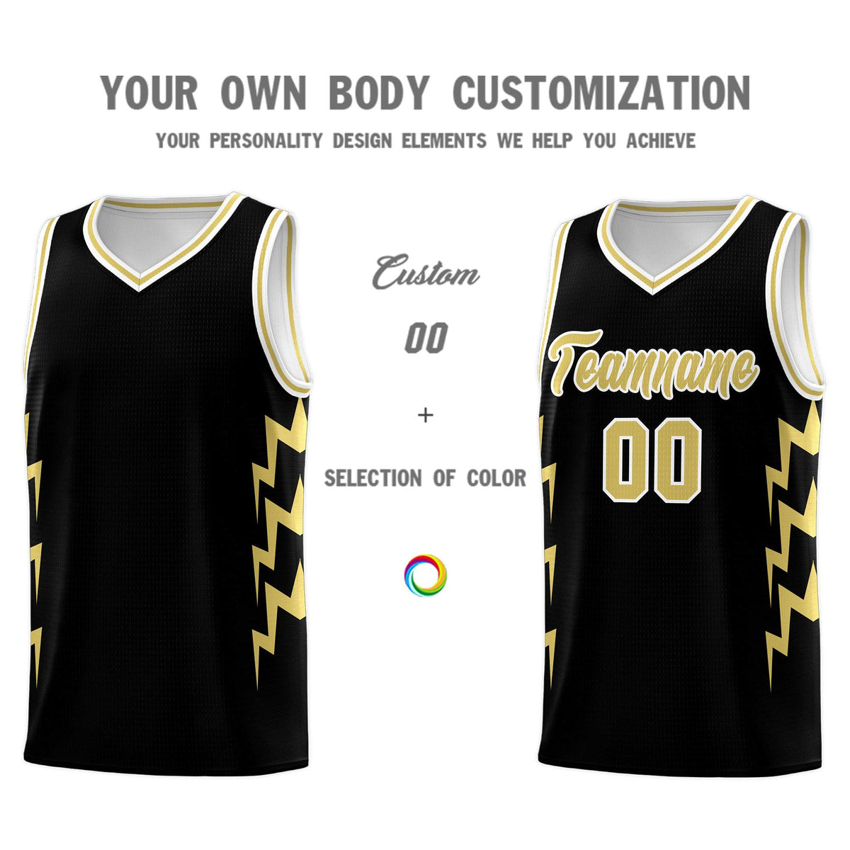 Custom Black Side Lightning Pattern Sports Uniform Basketball Jersey|KXKSHOP