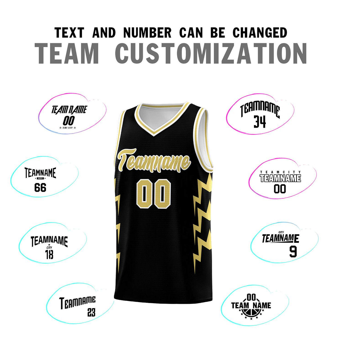 Custom Black Side Lightning Pattern Sports Uniform Basketball Jersey|KXKSHOP