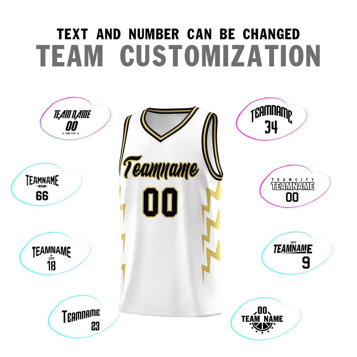 Custom White Side Lightning Pattern Sports Uniform Basketball Jersey|KXKSHOP