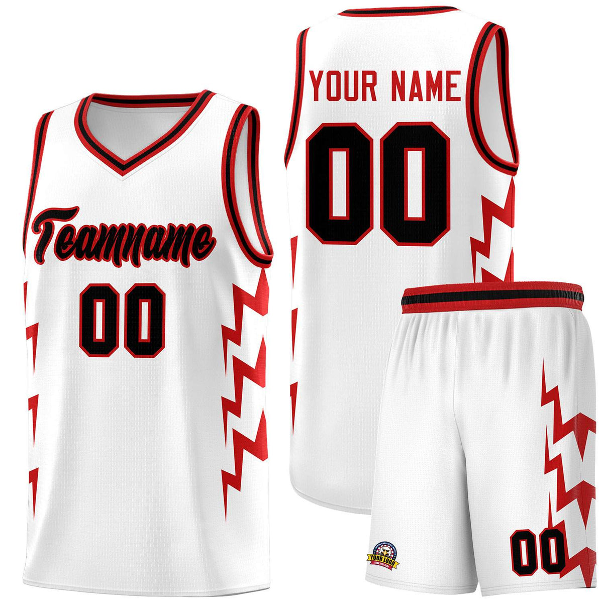 Custom White Side Lightning Pattern Sports Uniform Basketball Jersey|KXKSHOP