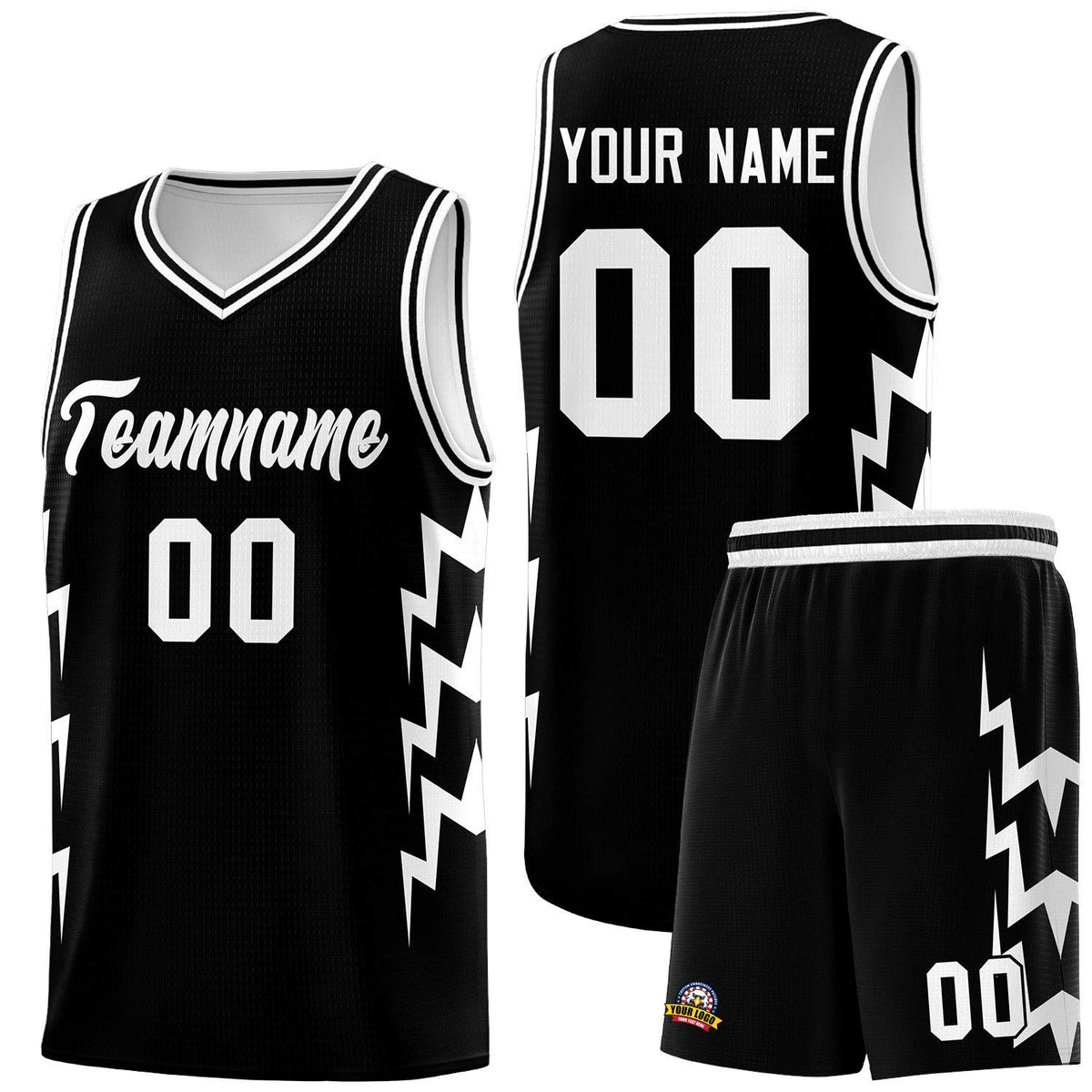 Custom Black Side Lightning Pattern Sports Uniform Basketball Jersey|KXKSHOP