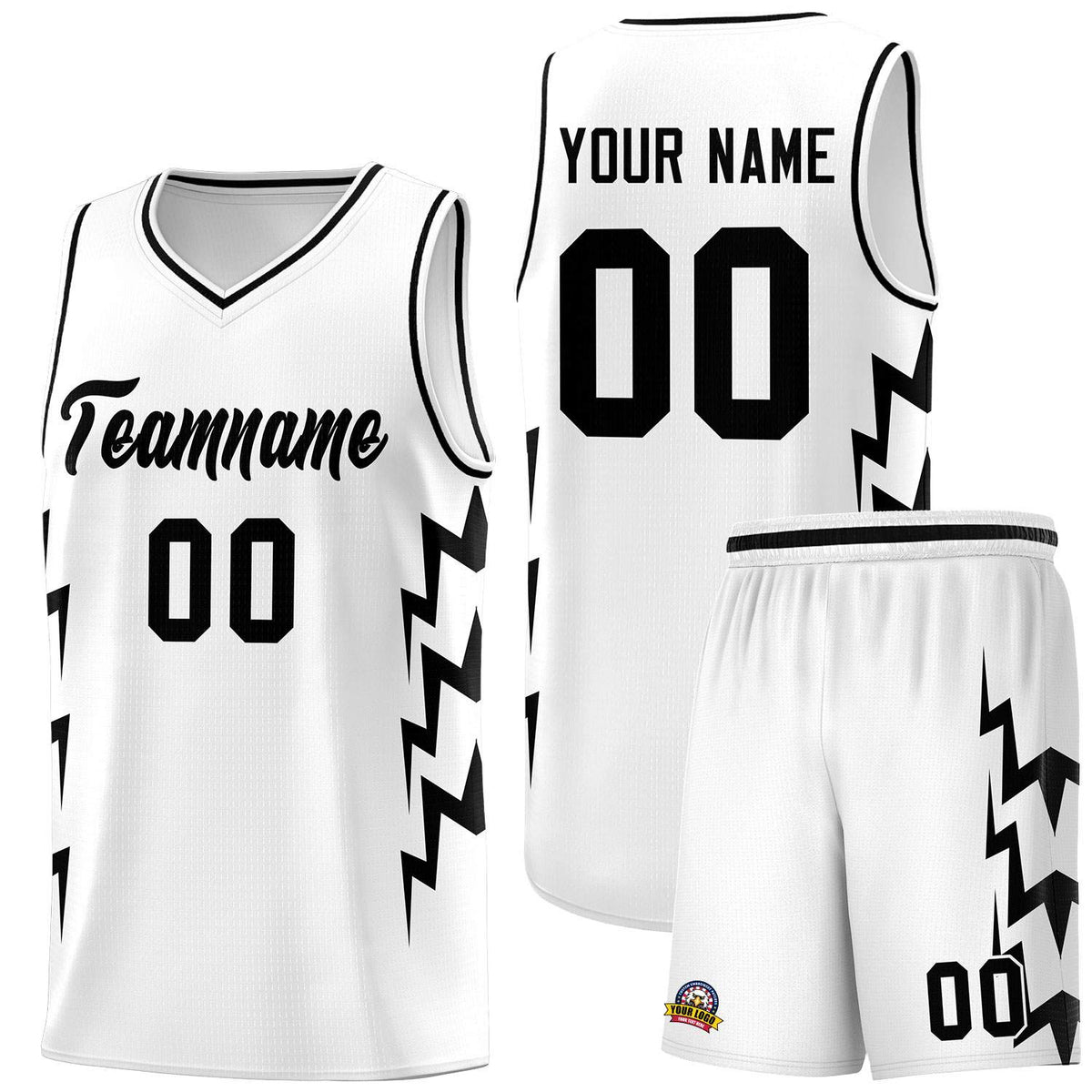 Custom White Side Lightning Pattern Sports Uniform Basketball Jersey|KXKSHOP