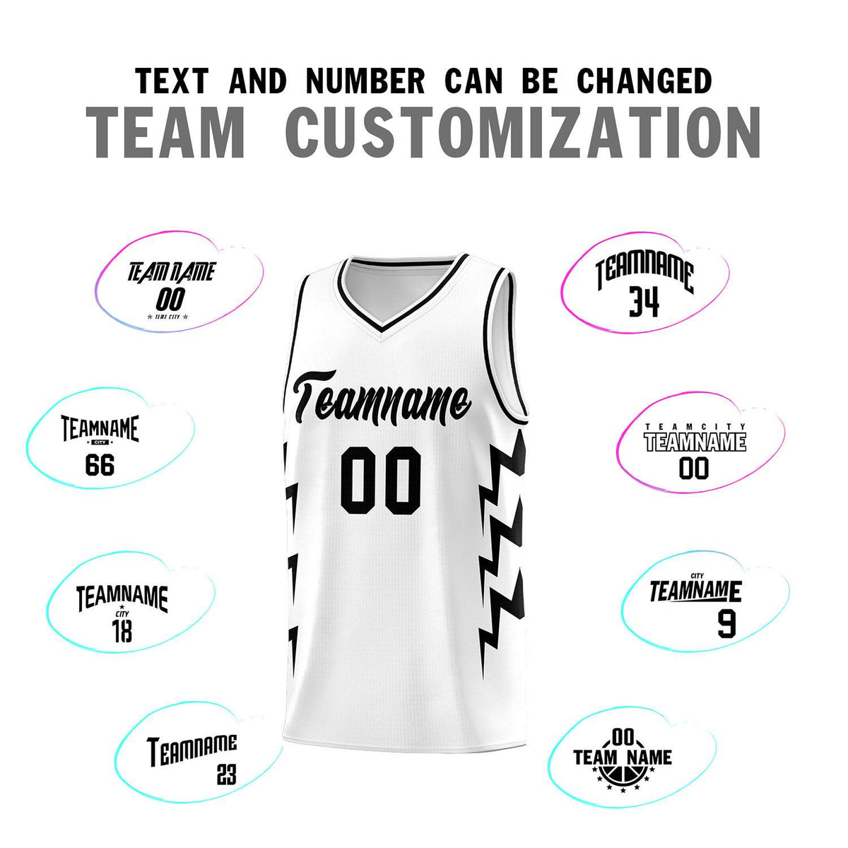 Custom White Side Lightning Pattern Sports Uniform Basketball Jersey|KXKSHOP