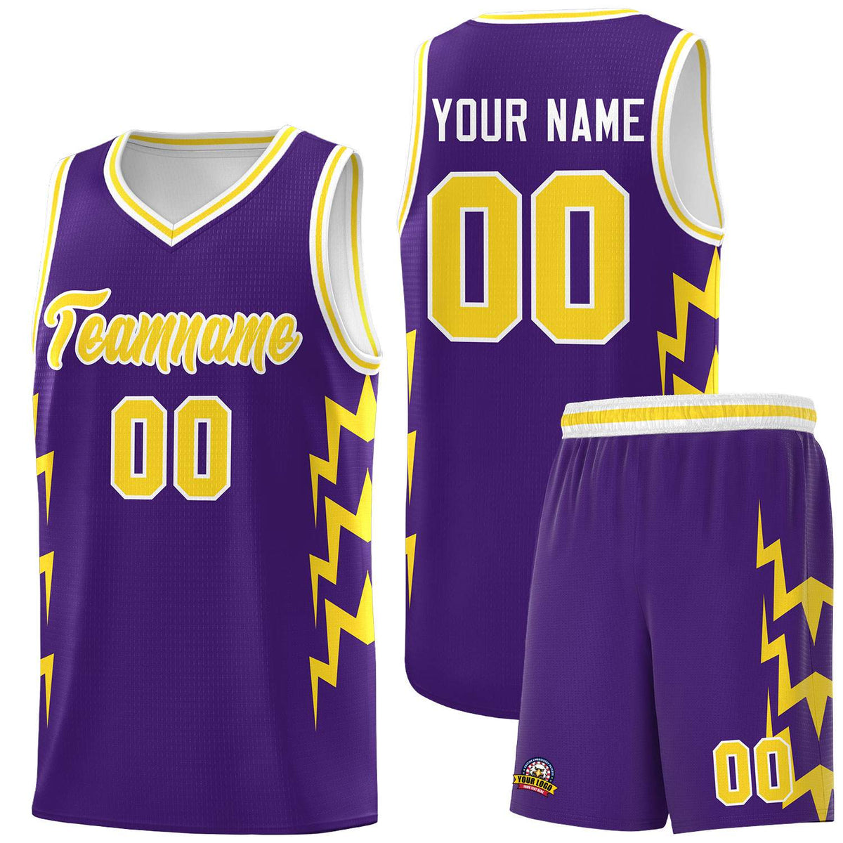 Custom Purple Side Lightning Pattern Sports Uniform Basketball Jersey|KXKSHOP