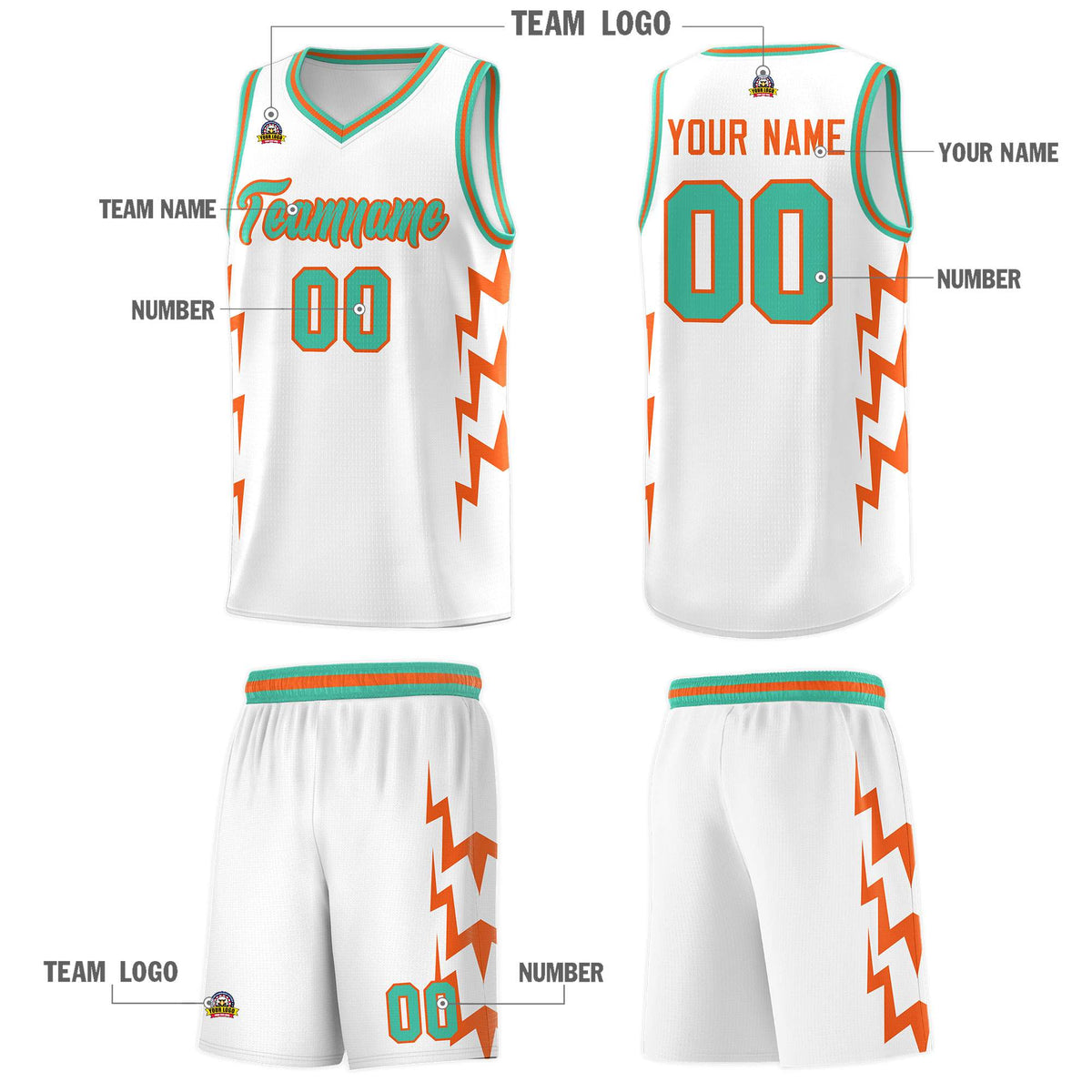 Custom White Side Lightning Pattern Sports Uniform Basketball Jersey|KXKSHOP
