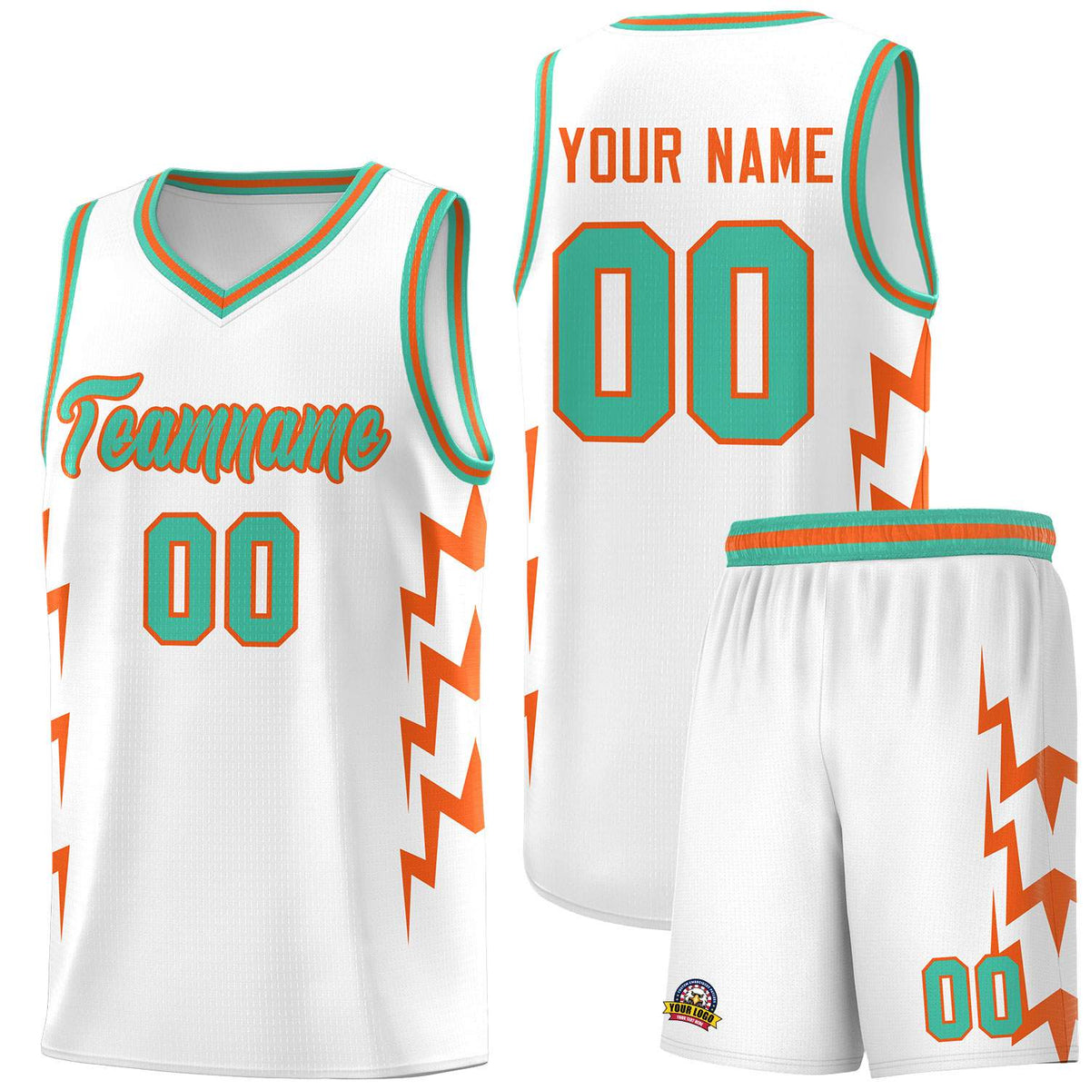 Custom White Side Lightning Pattern Sports Uniform Basketball Jersey|KXKSHOP