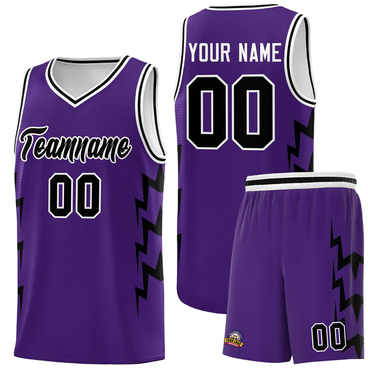 Custom Purple Side Lightning Pattern Sports Uniform Basketball Jersey|KXKSHOP