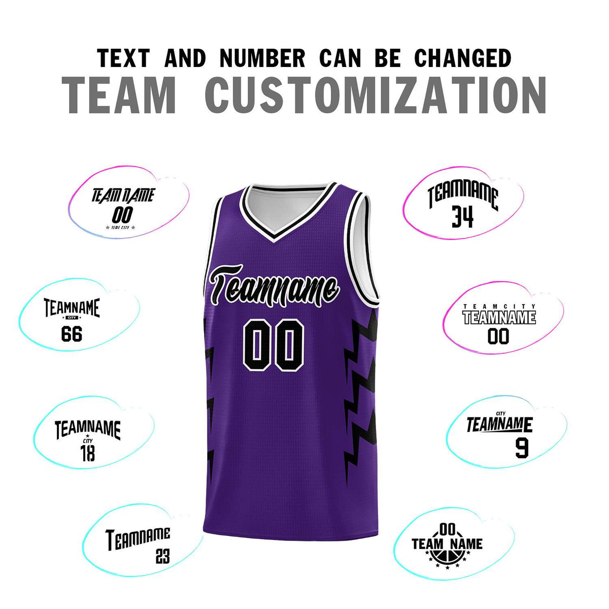 Custom Purple Side Lightning Pattern Sports Uniform Basketball Jersey|KXKSHOP