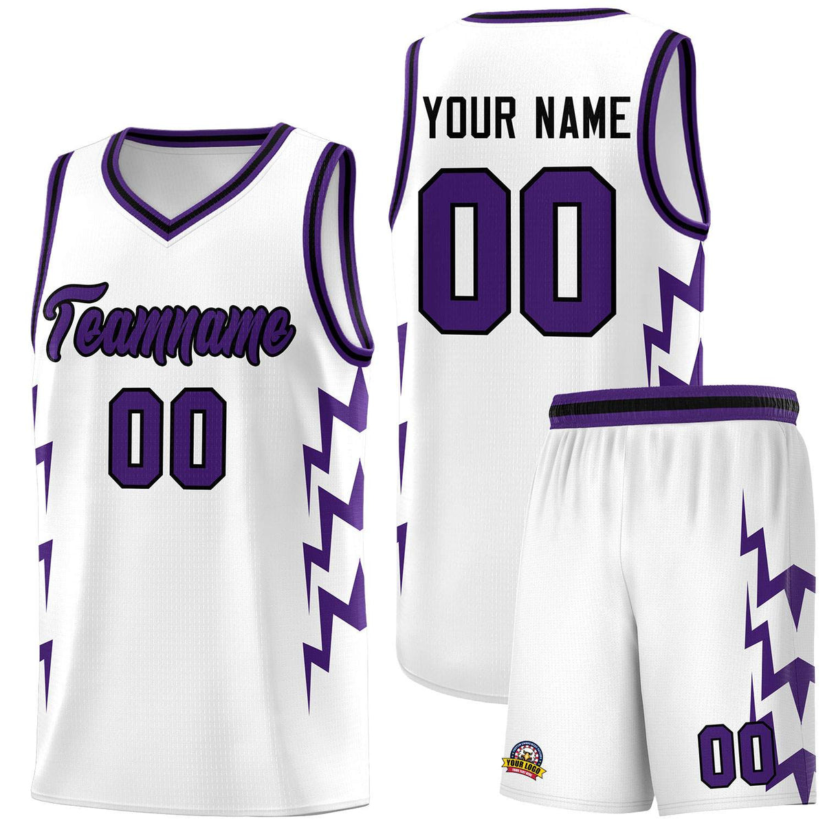 Custom White Side Lightning Pattern Sports Uniform Basketball Jersey|KXKSHOP