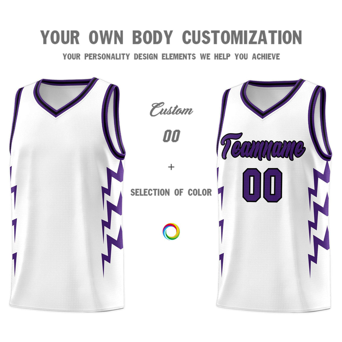 Custom White Side Lightning Pattern Sports Uniform Basketball Jersey|KXKSHOP