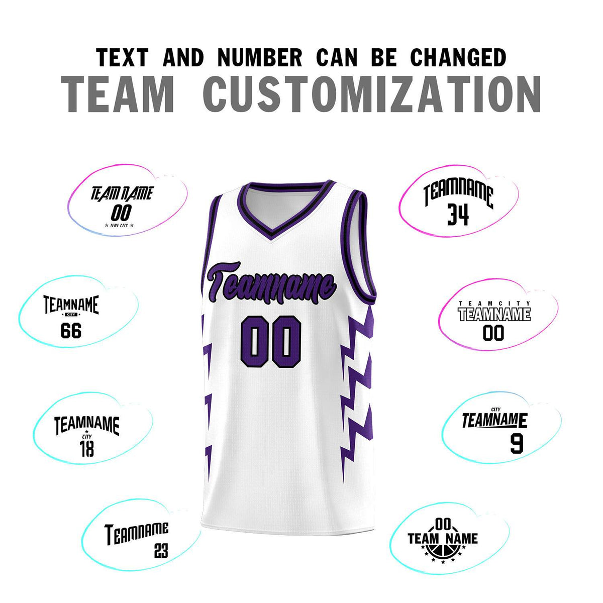 Custom White Side Lightning Pattern Sports Uniform Basketball Jersey|KXKSHOP