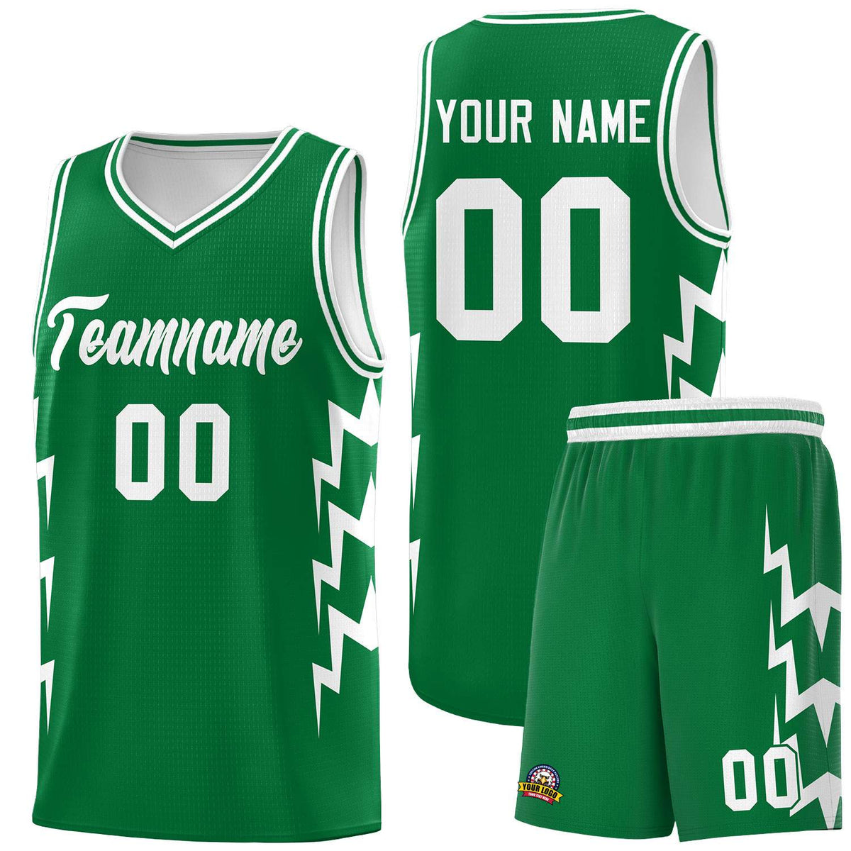 Custom Kelly Green Side Lightning Pattern Sports Uniform Basketball Jersey|KXKSHOP