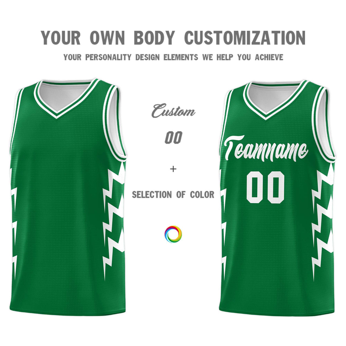Custom Kelly Green Side Lightning Pattern Sports Uniform Basketball Jersey|KXKSHOP