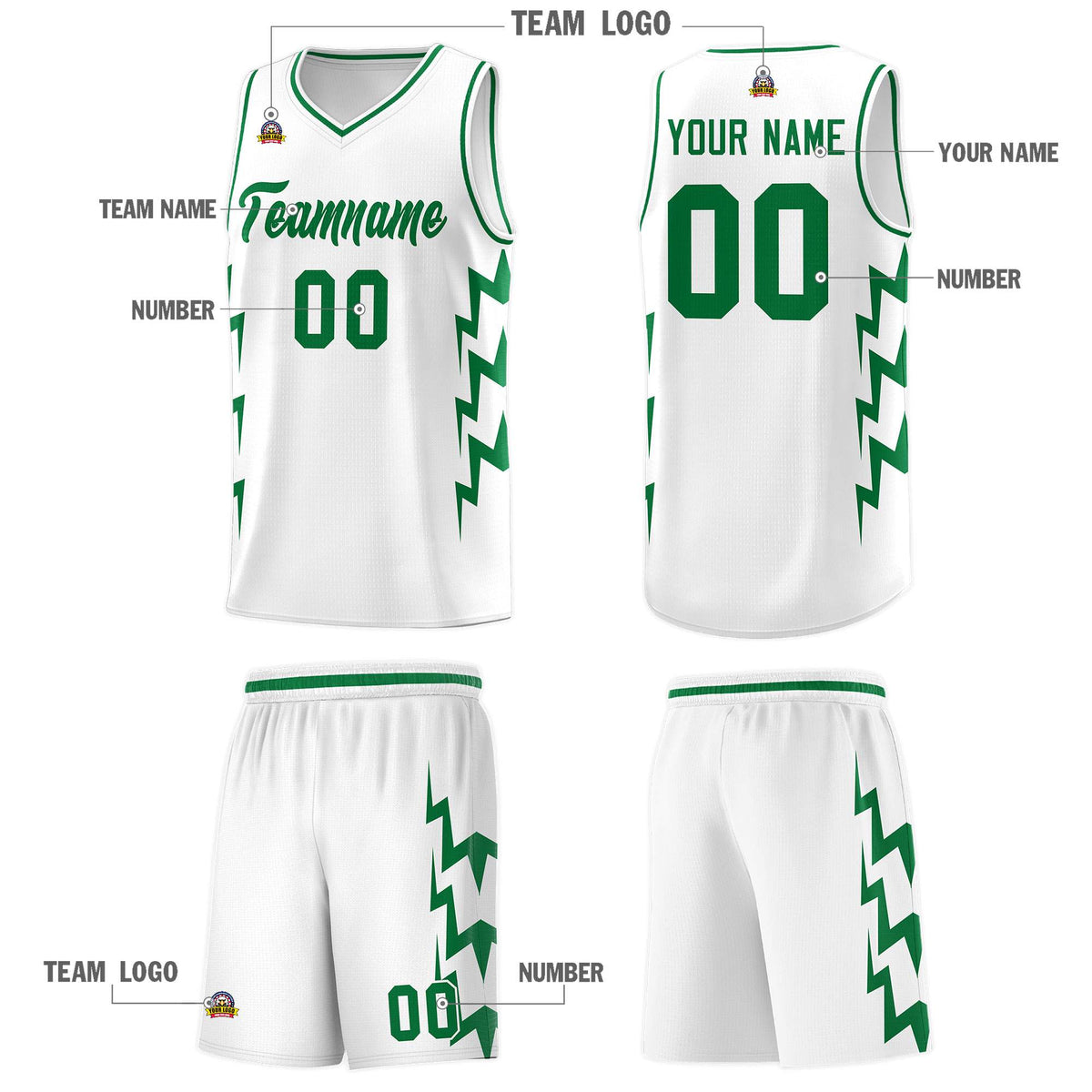 Custom White Side Lightning Pattern Sports Uniform Basketball Jersey|KXKSHOP