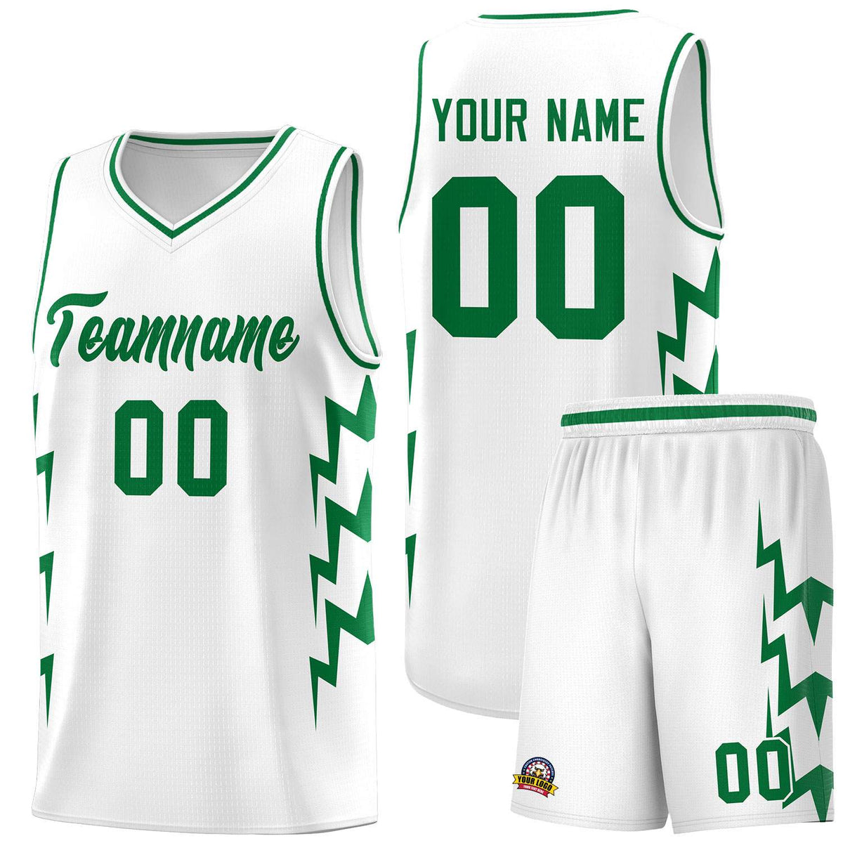 Custom White Side Lightning Pattern Sports Uniform Basketball Jersey|KXKSHOP
