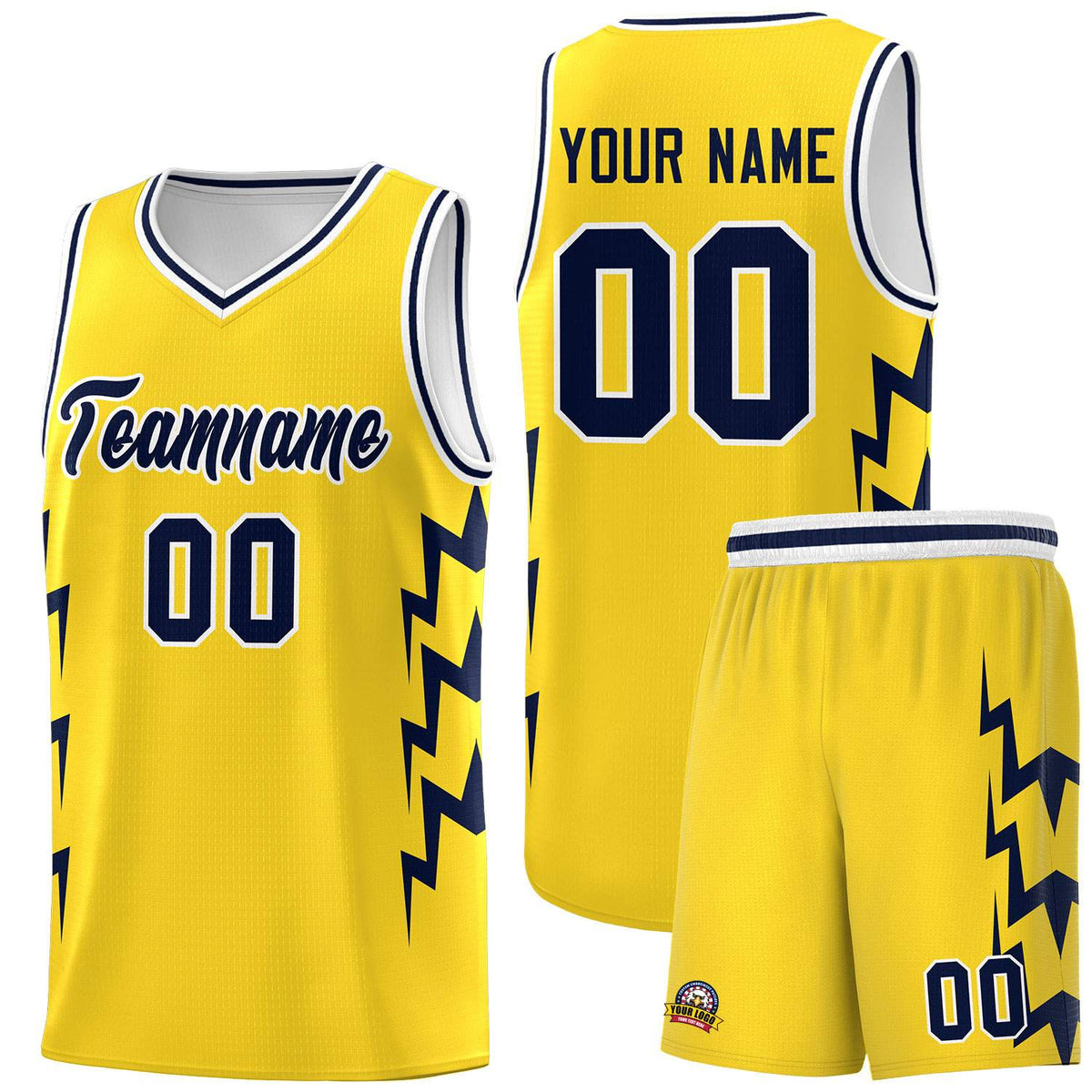 Custom Gold Side Lightning Pattern Sports Uniform Basketball Jersey|KXKSHOP