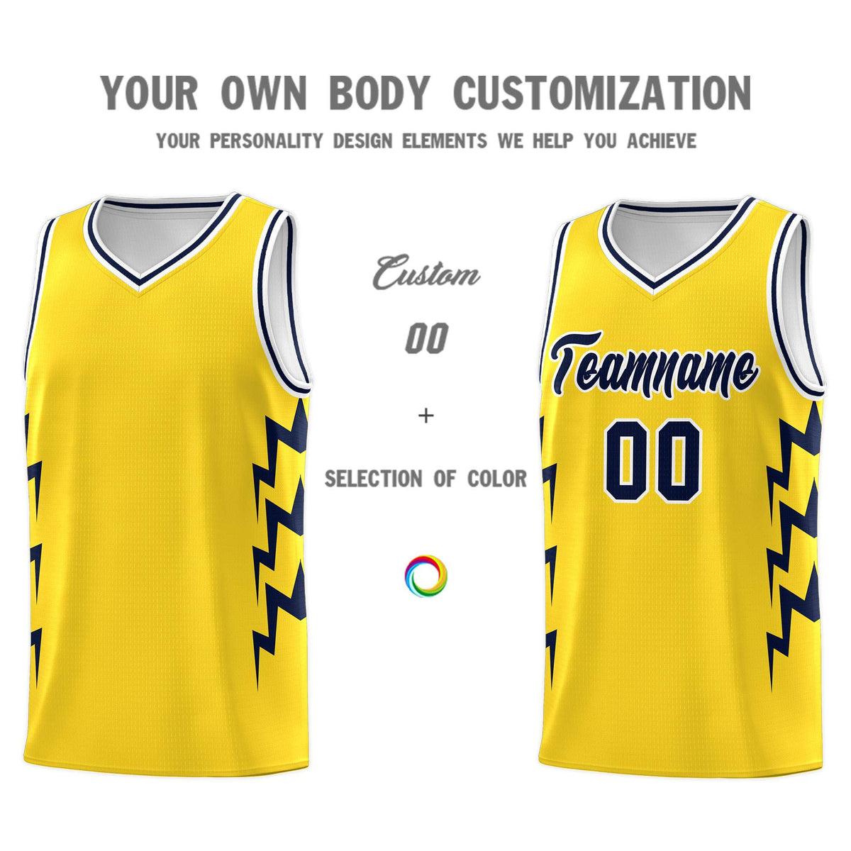 Custom Gold Side Lightning Pattern Sports Uniform Basketball Jersey|KXKSHOP