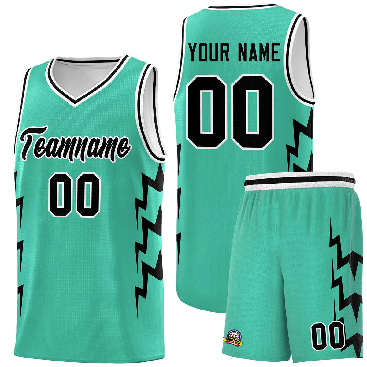Custom Bright Green Side Lightning Pattern Sports Uniform Basketball Jersey|KXKSHOP