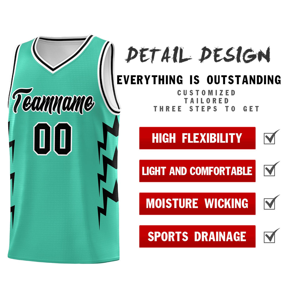 Custom Bright Green Side Lightning Pattern Sports Uniform Basketball Jersey|KXKSHOP