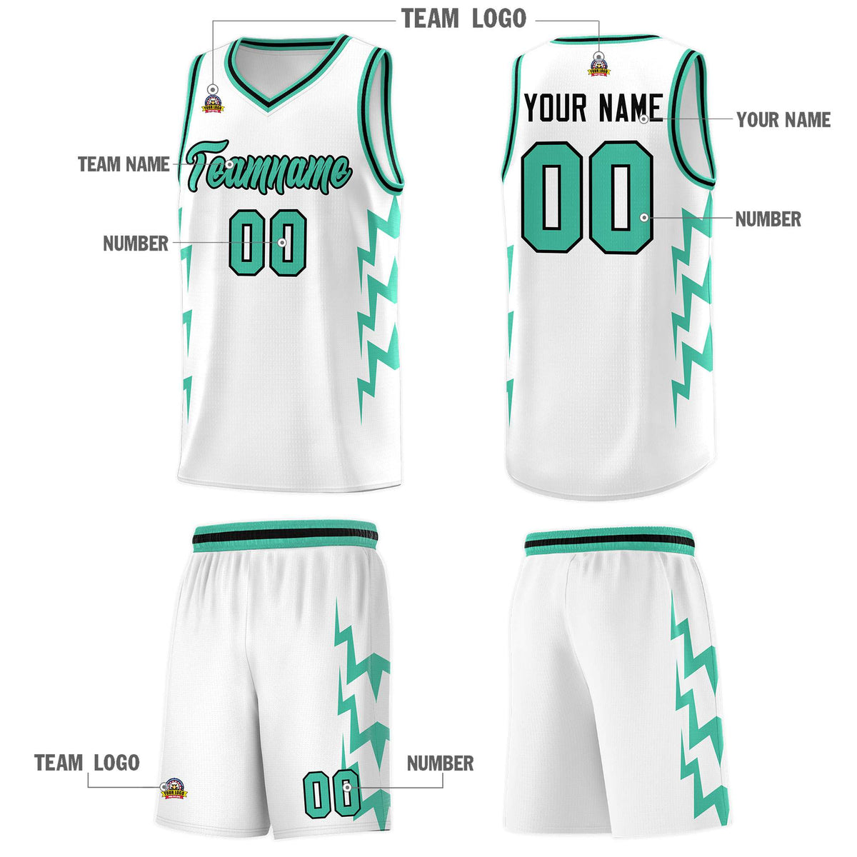 Custom White Side Lightning Pattern Sports Uniform Basketball Jersey|KXKSHOP