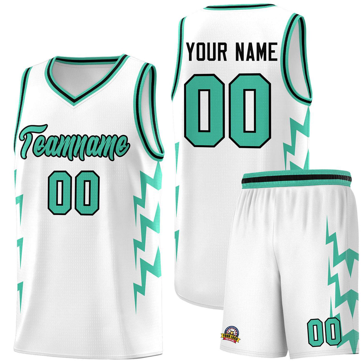 Custom White Side Lightning Pattern Sports Uniform Basketball Jersey|KXKSHOP